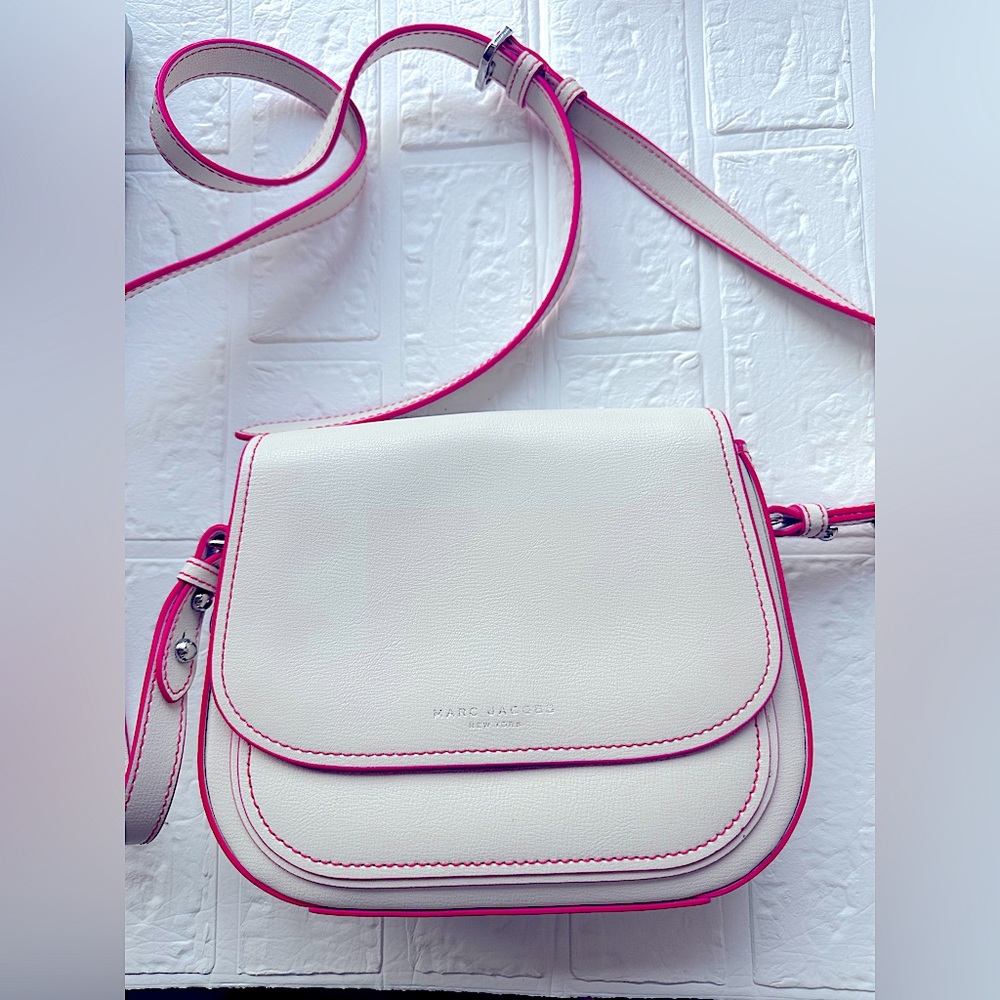 Marc Jacobs Mini Rider Crossbody Bag White and pink